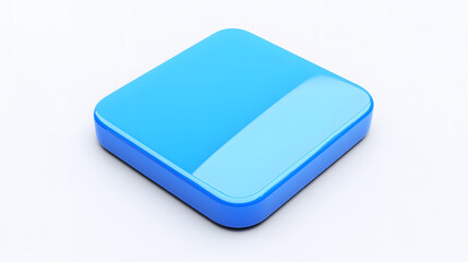 Wall Mural - blank mobile application icon, button - blue square with round corners. 3d rendering, white backgrou