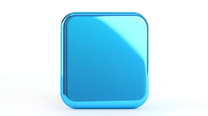 Fototapete - Blank Mobile application icon, button - blue square with round corners. 3d rendering, white background