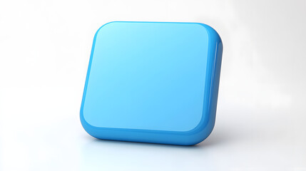 Fototapete - Blank Mobile application icon, button - blue square with round corners. 3d rendering, white background