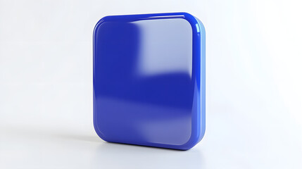 Fototapete - Blank Mobile application icon, button - blue square with round corners. 3d rendering, white background