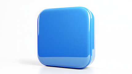 Fototapete - Blank Mobile application icon, button - blue square with round corners. 3d rendering, white background
