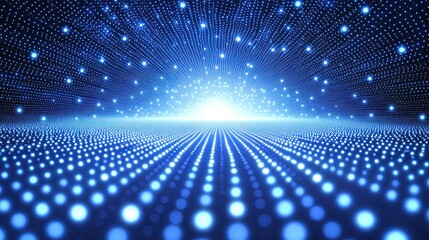 Poster - Abstract Digital Landscape: A mesmerizing journey into a futuristic world of glowing particles and converging lines, evoking a sense of wonder and technological advancement.