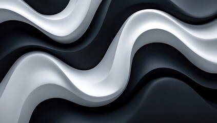 Wall Mural - Abstract image featuring flowing curvy shapes in contrasting colors