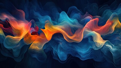 Wall Mural - an abstract image depicting swirling colored waves against a dark background