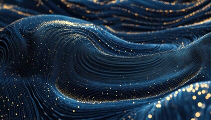 Wall Mural - Abstract illustration of swirling lines and sparkling golden particles