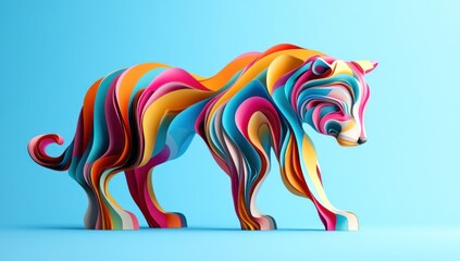 Wall Mural - A colorful stylized abstract depiction of a four legged animal