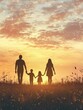 © Dzikrul Husnani - Family Walking Together Holding Hands in a Field at Sunset