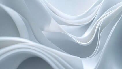 Wall Mural - Abstract layered paper waves forming beautiful flowing white shapes