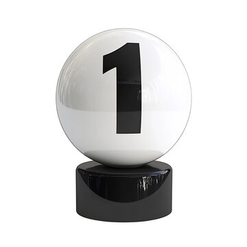 Number One Prize Ball Bold Black Digit Studio Shot. AI Generated