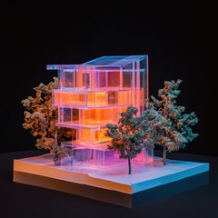 Poster - Translucent Architectural Vision Iridescent Parametric Design Model Revealing Futuristic Urban Sustainability and Innovative Spatial Transformation