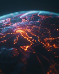 Aufkleber - Illuminated Global Networks Money Smart Week Financial Innovation Visualizing Worldwide Economic Connections in Radiant Digital Cartography