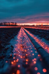 Leinwandbilder - Digital Agricultural Revolution Illuminated Blockchain Connectivity in Smart Farming - Transformative Tech Visualization of Agricultural Supply Chain Optimization