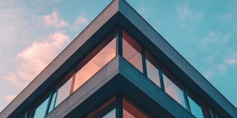 Aufkleber - Minimalist Urban Architectural Fusion Contemporary Glass and Concrete Facade Revealing Innovative Design Principles for Next-Generation Commercial Spaces