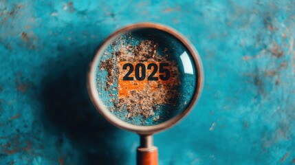Aufkleber - Future-Focused Strategic Vision Magnifying Glass Reveals 2025 Milestone with Innovative Forecasting and Dynamic Goal-Setting for Next-Generation Business Planning