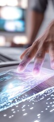 Fototapete - Next-Gen Digital Innovation Gen Z Designer Exploring Immersive AR Holographic Interface with Cutting-Edge Mixed Reality Technology for Futuristic Workspace Transformation