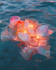 Poster - Luminescent Ocean Art Ethereal Glowing Jellyfish-Inspired Light Installation Exploring Climate Consciousness and Sustainable Design Narratives