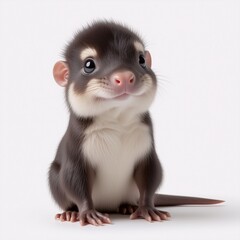 Aufkleber - A charming, small creature with brown and white fur, big round eyes, and a tiny nose sits against a plain white backdrop.