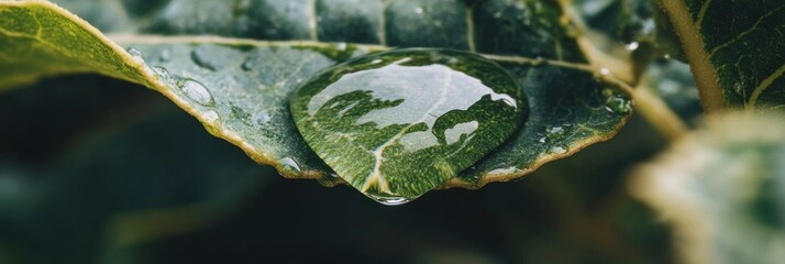 Aufkleber - Eco-Resilience Visual Macro Water Droplet Lens with Organic Leaf Reflection - Sustainable Design Narrative for Climate Innovation and Environmental Storytelling
