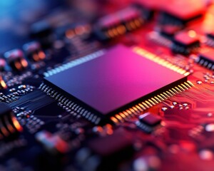 Poster - Quantum Edge Microchip Innovation Next-Gen Neural Processing Technology with Cyberpunk Gradient Aesthetic for AI and Computational Frontiers