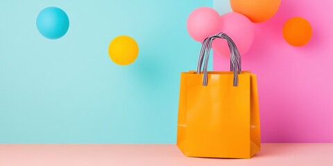 Fototapete - Vibrant Digital Retail Innovation Minimalist E-Commerce Mockup with Pop Art Color Palette Exploring Futuristic Shopping Experience and Trend-Driven Branding Dynamics
