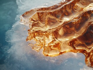 Aufkleber - Crystalline Golden Frost Macro Artistry of Winters Elemental Design - Immersive Nature for Premium Digital Content and Environmental Storytelling