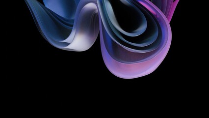 Poster - 3d render abstract background on dark background, Transparent glossy glass, Colorful curve glass with dispersion.