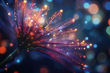 Wall Mural - Glowing flower in vibrant colors