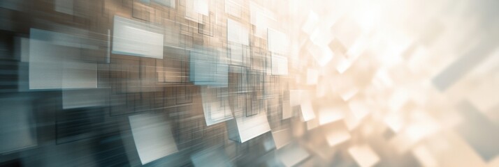Fototapete - Digital abstract background featuring pixel-like forms in soft neutral shades, creating a modern and futuristic environment full of visual depth
