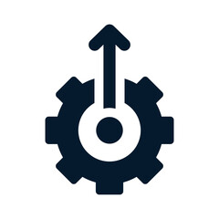 Poster - Gear, arrow up. Concept of increasing productivity, performance. Vector linear icon isolated on white background.
