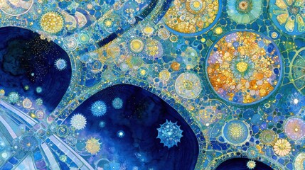 Leinwandbilder - Exploring cosmic patterns and vibrant designs digital art abstract environment celestial viewpoint