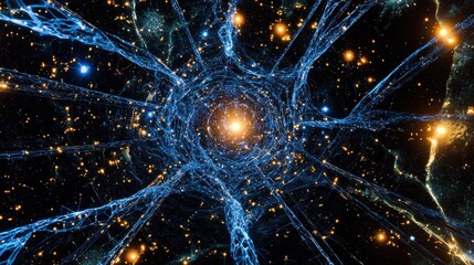 Leinwandbilder - Exploring cosmic connections neural networks in space digital art abstract immersive environment close-up perspective