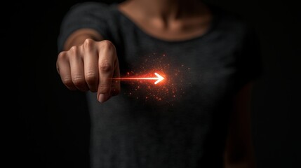 Fototapete - Powerful gesture signaling direction studio digital art dark environment close-up view conceptual inspiration