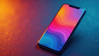 Bright colorful phone displaying business app, program, development, creative
