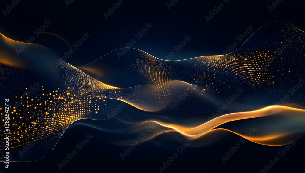 Abstract gold waves on dark background Stock Photo | Adobe Stock