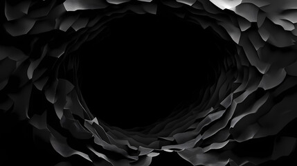 Wall Mural - A dark, fragmented surface with geometric shapes creating a hollow center, giving a dynamic and abstract appearance. Hollow Fragment. Illustration