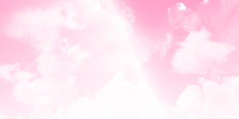 Wall Mural - fantasy soft cloud with pink color sky, nature abstract background