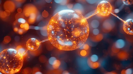 Abstract representation of quantum computing using interconnected light spheres