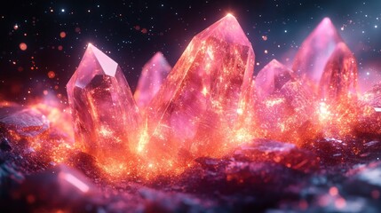 Geometric crystal formations with holographic overlays in digital space