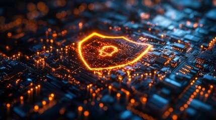 Abstract representation of cyber security using shield-like structures