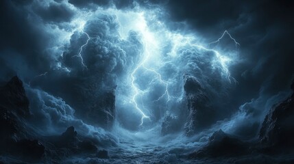 Digital storm system with data clouds and lightning effects