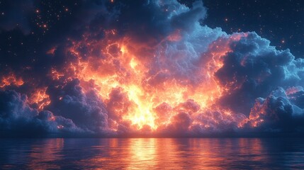 Digital storm system with data clouds and lightning effects