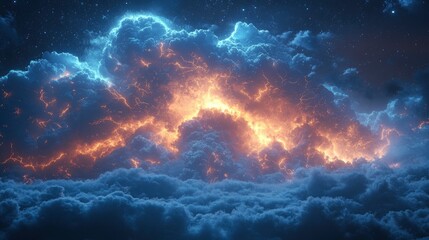 Digital storm system with data clouds and lightning effects