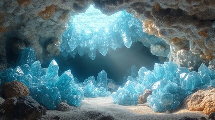 Digital cave system with geometric crystal formations