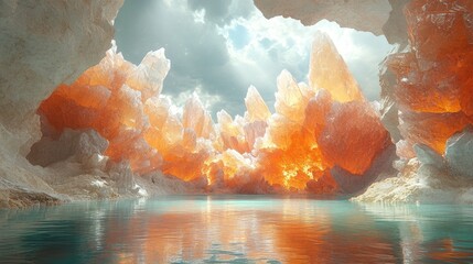 Digital cave system with geometric crystal formations