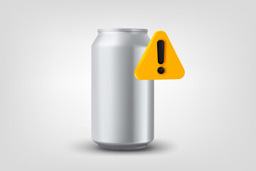 Poster - Metal can with exclamaion sign. Vector 3d illustration