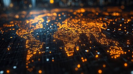 Abstract visualization of digital banking using connected symbols