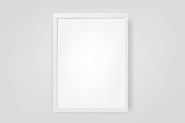 Poster - Vertical picture with white frame on the wall. 3d vector mockup