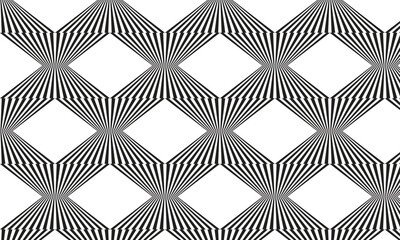 Fototapete - abstract black illusion line pattern create a rhombus can be used background, banner, poster.
