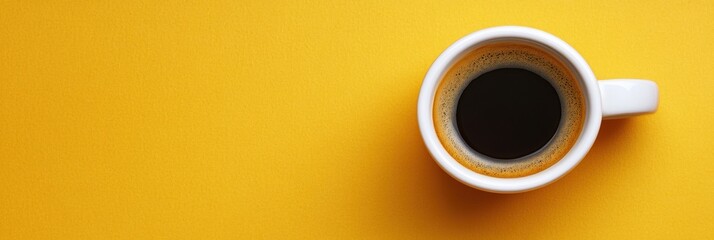 Fototapete - Espresso in a white ceramic cup on a soft neutral background showcasing simple elegance and rich flavor