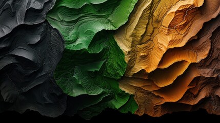 Poster - A colorful abstract painting of mountains and hills
